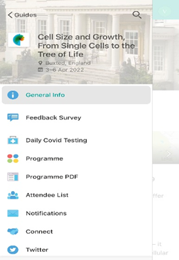Screen shot of meeting app menu