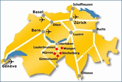 Map of Switzerland airports